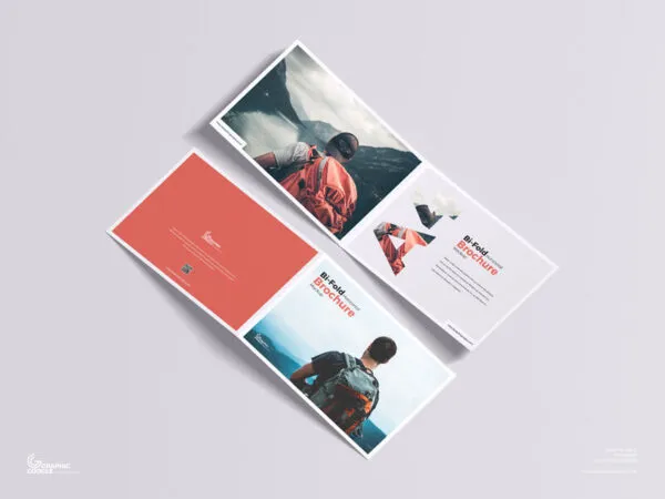 A4 Bi Fold Horizontal Brochure Mockup with Inner and Outer View 1