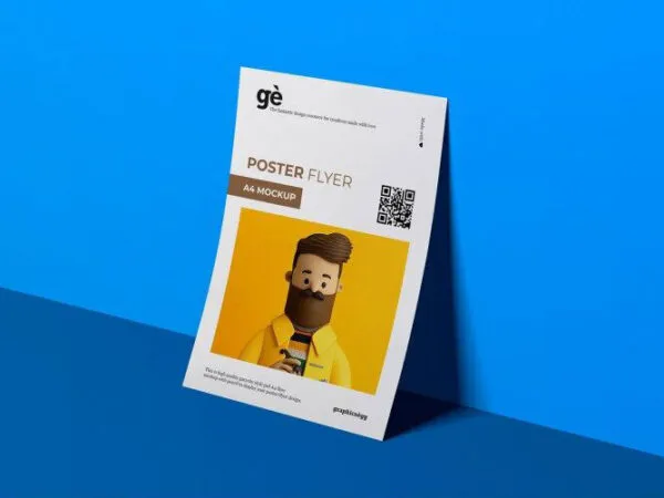 A4 Flyer Poster Leaning to a Wall Mockup 1
