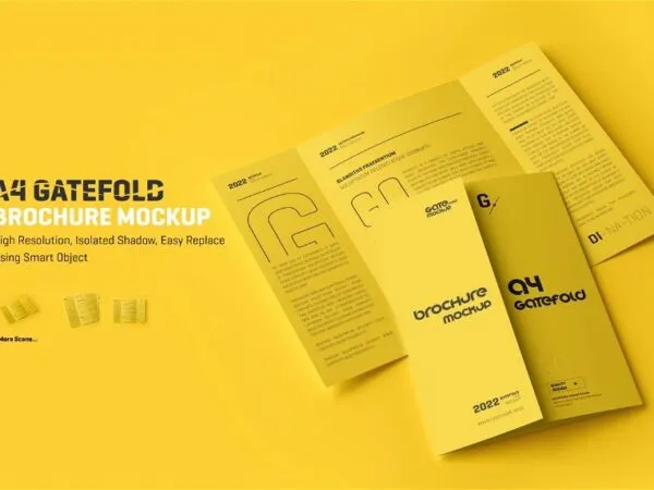 A4 Gatefold Brochure Mockup in 10 Shots 1