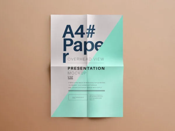 A4 Paper Mockup From Eye Bird View 1