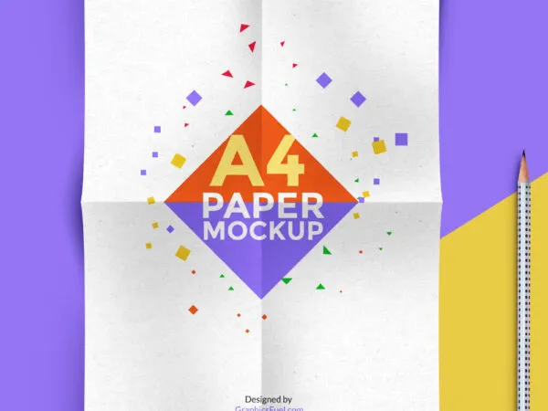 A4 Paper Mockup with Fold Marks or Curled Corner 1