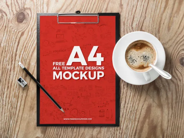 A4 Template Designs Mockup on a Clipboard 1