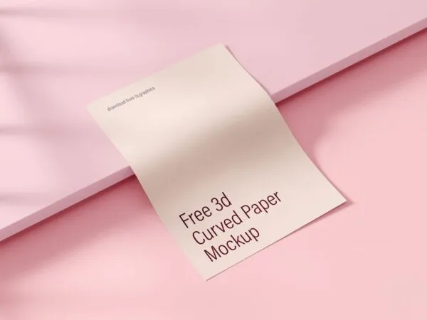 A4 or Letter Size Curved Paper Mockup 1