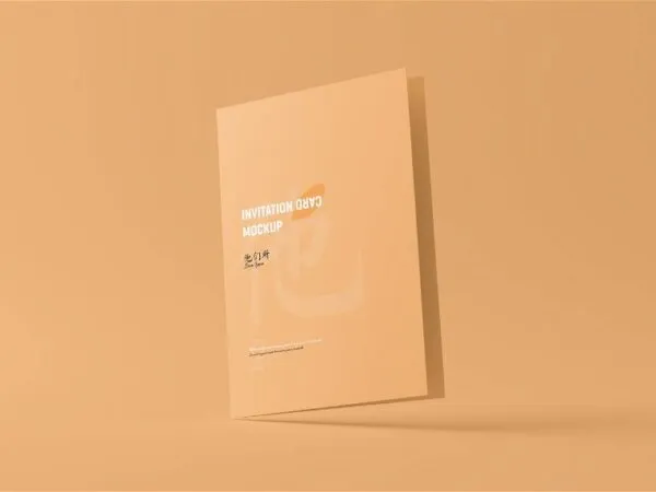 A5 Folded Wedding Invitation Card Mockup in 4 Shots 1