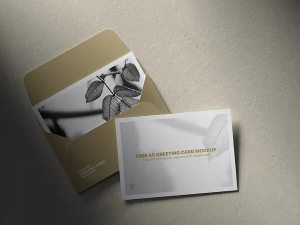 A5 Greeting Card Mockup Featuring the Envelope in Top View 1