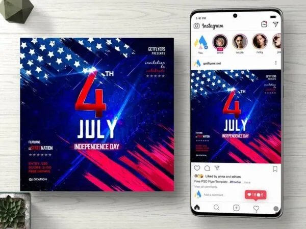 Abstract 4th of July Instagram Banner Template 1