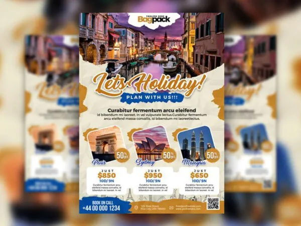 Abstract Collage Travel Agency Flyer Template 1