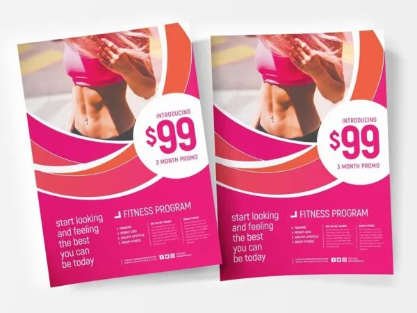 Abstract Feminine Fitness Brochure and Poster Templates 1