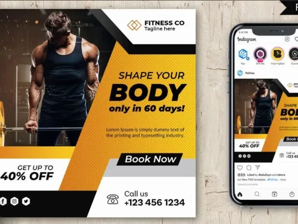 Abstract Fitness Centre Flyer Instagram Post Template 1