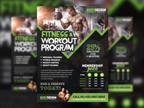 Abstract Fitness Program Flyer Template 1