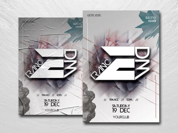 Abstract Geometric Electro Party Flyer Template 1