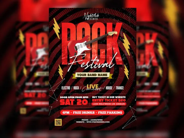 Abstract Geometric Rock Music Event Flyer Template 1
