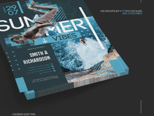 Abstract Geometric Summer Party Flyer Template 1