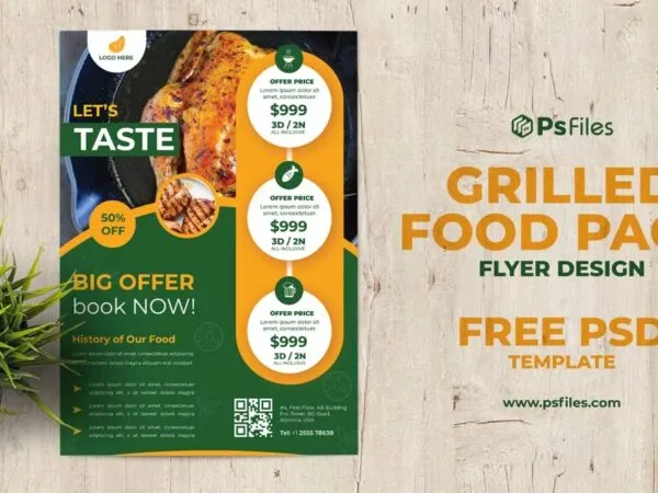 Abstract Grids Restaurant Food Menu Flyer Template 1