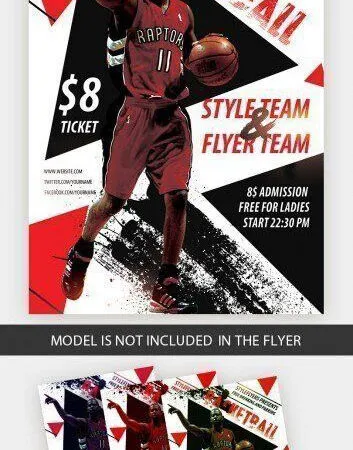 Abstract Grunge Basketball Sport Flyer Template 1