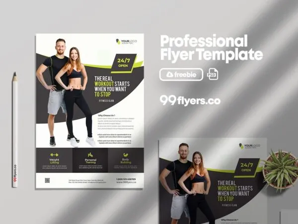 Abstract Gym And Fitness Flyer Template 1