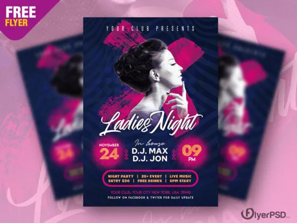 Abstract Ladies Night Party Flyer Template 1