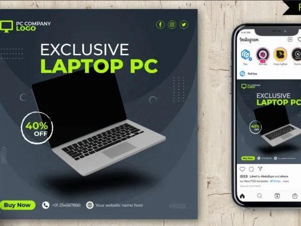Abstract Laptop Offer Sale Flyer Instagram Post Template 1