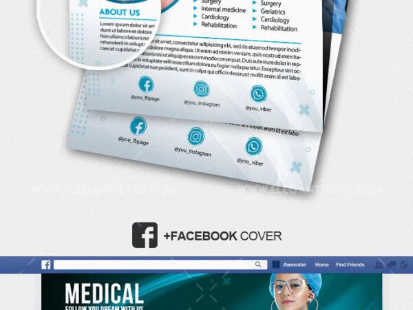 Abstract Medical Flyer Instagram Post and Facebook Cover Template 1