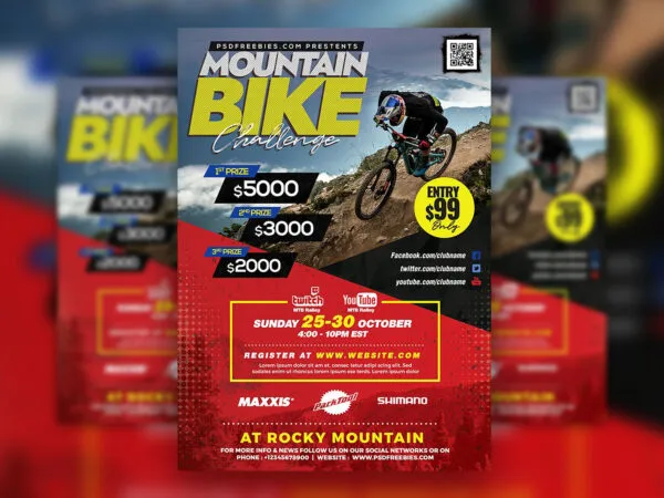 Abstract Modern Mountain Bike Rally Event Flyer Template 1