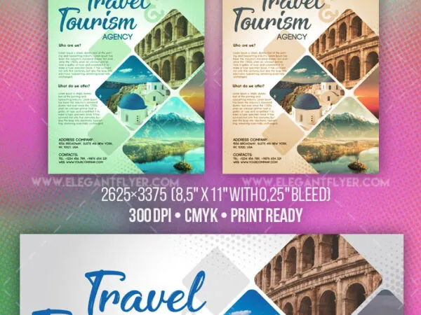 Abstract Modern Travel and Tourism Flyer and Facebook Cover Template 1