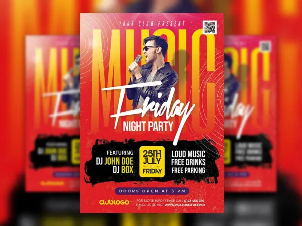 Abstract Night Club Friday DJ Party Flyer Template 1