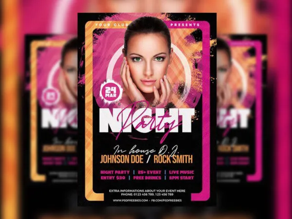 Abstract Night Music Party Flyer Template 1