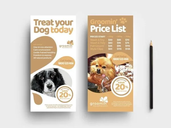 Abstract Pet Service Poster and DL Rack Card Templates 1