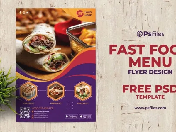 Abstract Photo Fast Food Menu Flyer Template 1