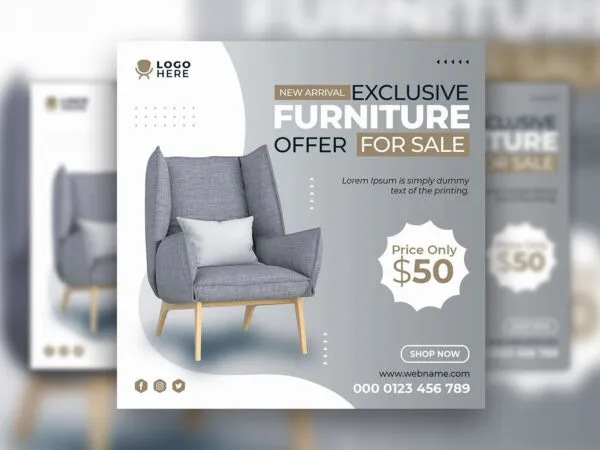 Abstract Photo Furniture Sale Flyer Instagram Post Template 1