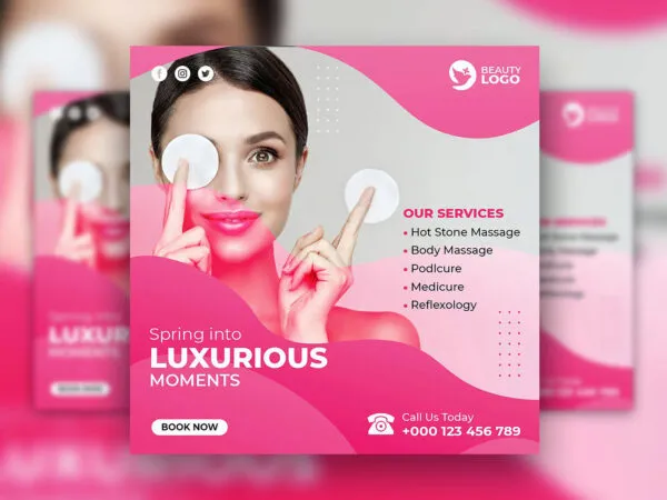 Abstract Photo Luxury Beauty Salon Flyer Instagram Post Template 1
