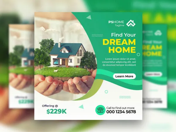 Abstract Photo Square Real Estate Flyer Instagram Post Template 1