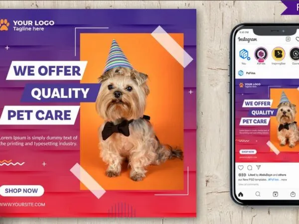 Abstract Playful Pet Care Flyer Instagram Post Template 1