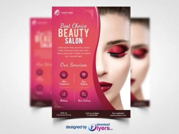 Abstract Red Beauty Salon Flyer Template 1