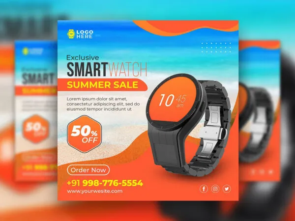 Abstract Smart Watch Sale Flyer Instagram Post Template 1