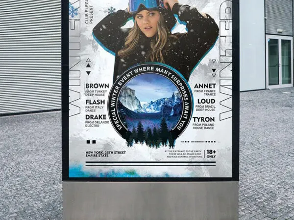 Abstract Snowflakes Winter Session Poster Template 1