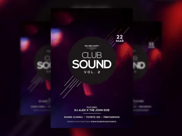Abstract Sound Club Flyer Designed With Colors and Strips 1