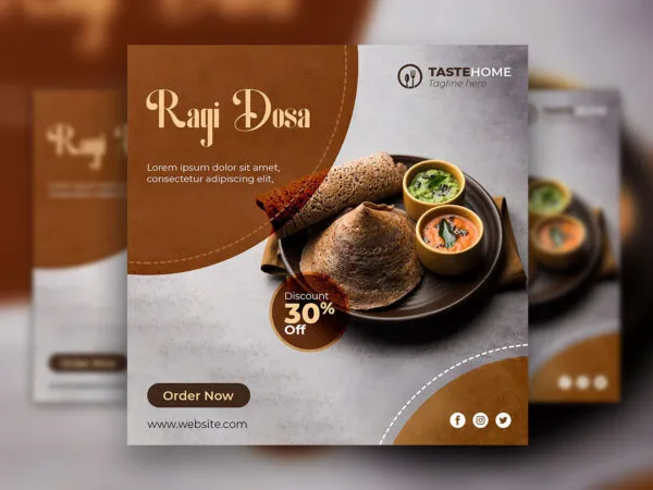 Abstract South Indian Food Menu Flyer Instagram Post Template 1