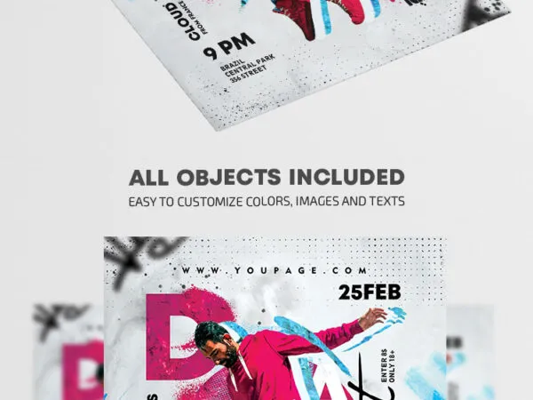 Abstract Splash Dance Contest Flyer Template 1