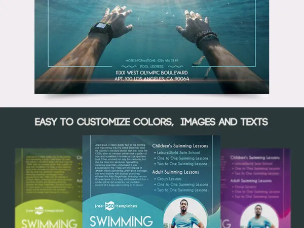 Abstract Swimming Lessons Flyer Template 1