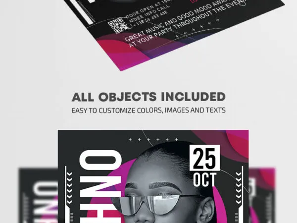 Abstract Techno Party Flyer Template 1
