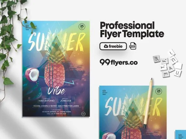 Abstract Tropical Summer Party Flyer Template 1