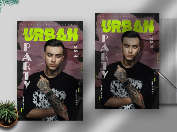Abstract Urban DJ Party Flyer Template 1