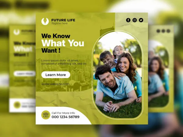 Abstract Urban Insurance Agency Flyer Instagram Post Template 1