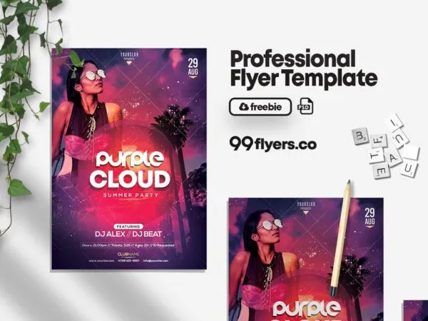 Abstract and Blob Summer Club Party Flyer Template 1