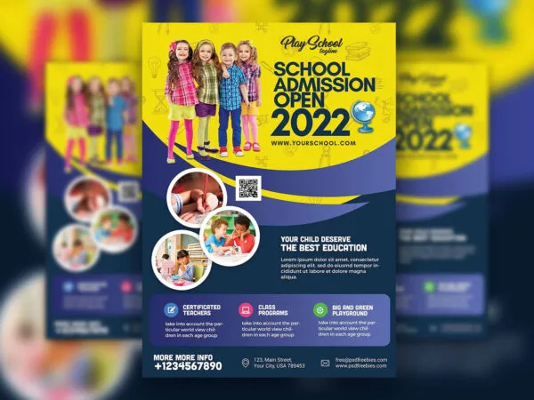 Abstract and Informative School Admission Flyer Template 1