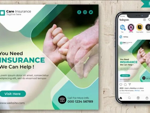 Abstract professional Insurance Agency Flyer Instagram Post Template 1