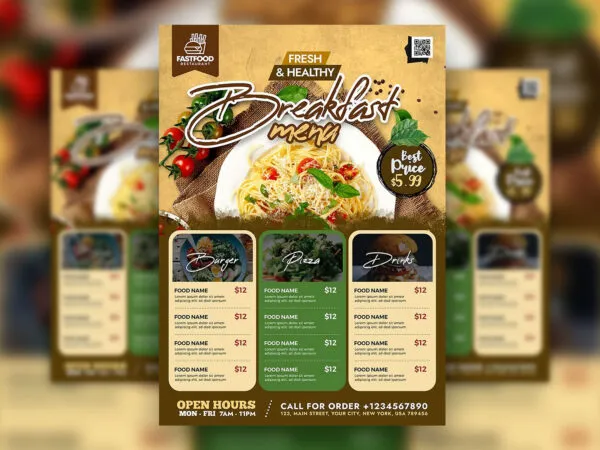Abstracts Infographic Restaurant Food Menu Flyer Template 1