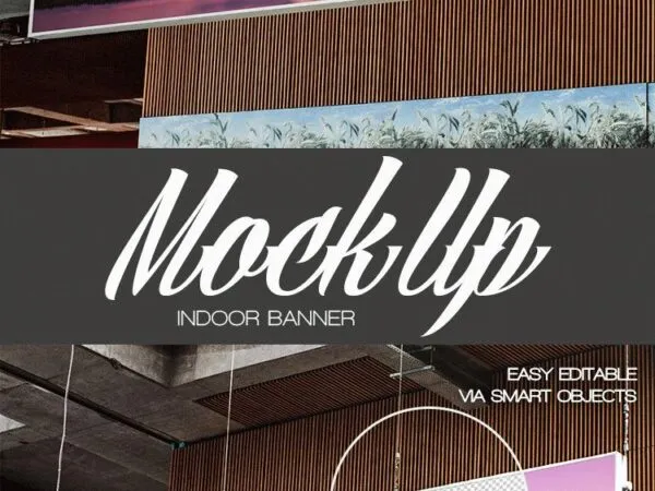 Advertising Sign Mockup Hanging From the Celling 1