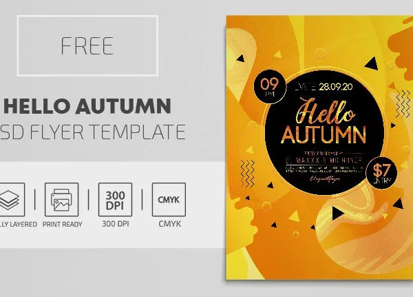 Aesthetic and Circle Hello Autumn Party Flyer Template 1